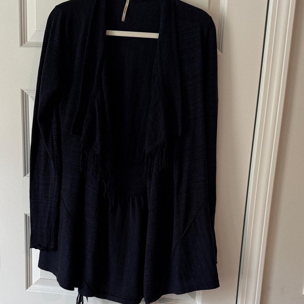 Free People Black Open-Front Knit Cardigan